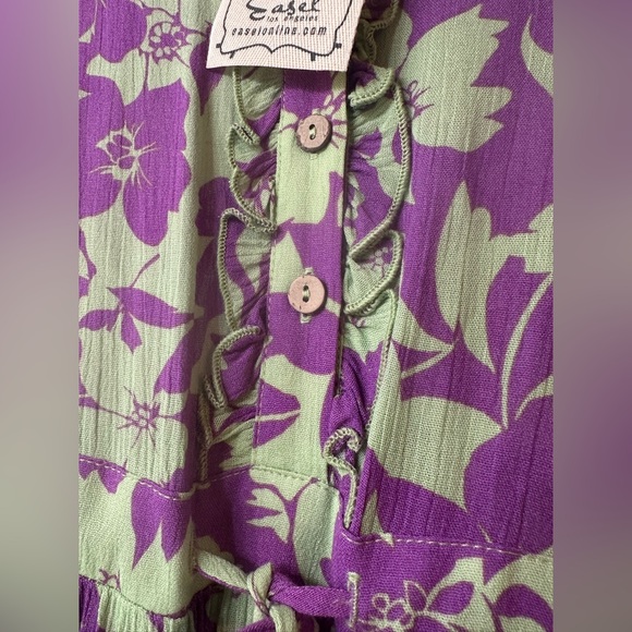 Easel Purple and Green Floral Print Maxi Dress NWT - Picture 3 of 15